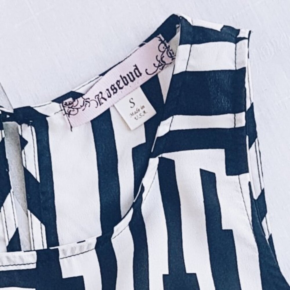 Womens S Rosebud Y2K Black & White Geometric Dress - Picture 5 of 5